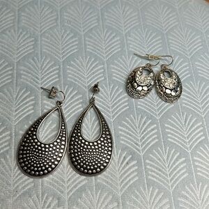 Silver  textured western style earrings